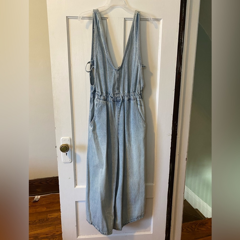 Free People Wide Leg Denim Jumpsuit